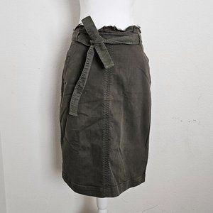 Banana Republic Paperbag Waist Belted Denim Skirt Olive Green Women's Si…